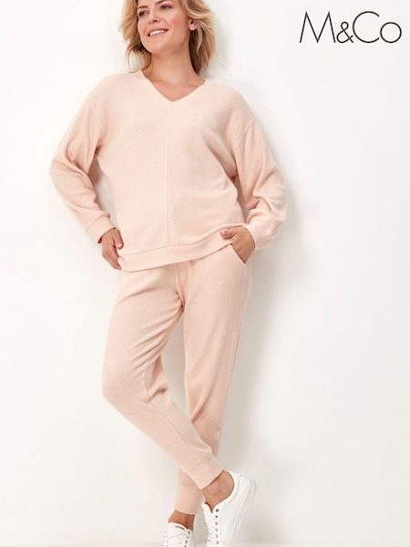 M&Co Petite Pink Ribbed Lounge Joggers (T33872) | €6