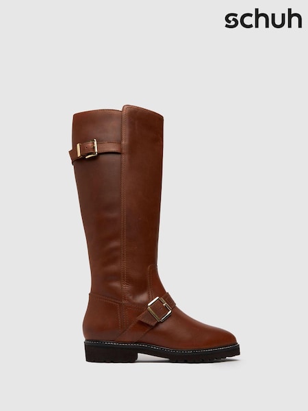 Schuh Natural Darla Leather Rider Boots (T33903) | 745 LEI