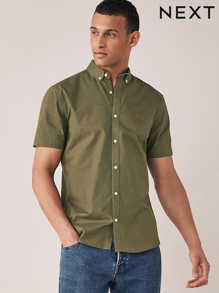 Kaki zelena - Standardni kroj - Short Sleeve Stretch Oxford Shirt (T33959) | € 9