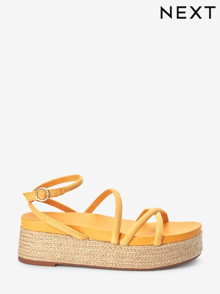 Ochre Yellow Regular/Wide Fit Forever Comfort® Strappy Espadrille Flatforms (T34479) | €11