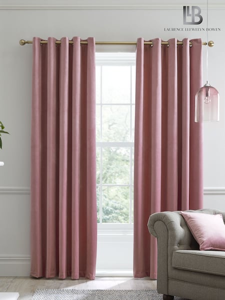 Laurence Llewelyn-Bowen Pink Montrose Velvet Blackout Thermal Eyelet Curtains (T35269) | $58 - $152