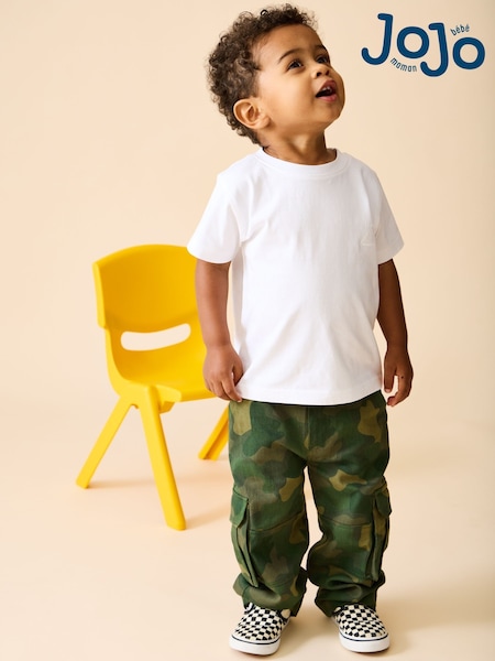 Kaki-zelen kamuflažni potisk - Jojo Maman Bébé Cargo Trousers