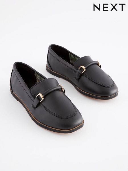 Black Leather Chain Loafers (T36647) | €17 - €21