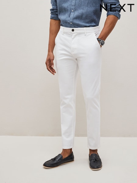 White Slim Fit Stretch Chinos Trousers (T36965) | AED105