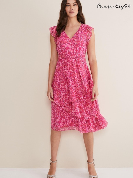 Phase Eight Pink Breesha Printe Dress (T37009) | €43