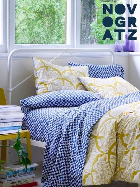 Novogratz Yellow Feather Palm 100% Cotton Duvet Cover and Pillowcase Set (T37064) | $69 - $137