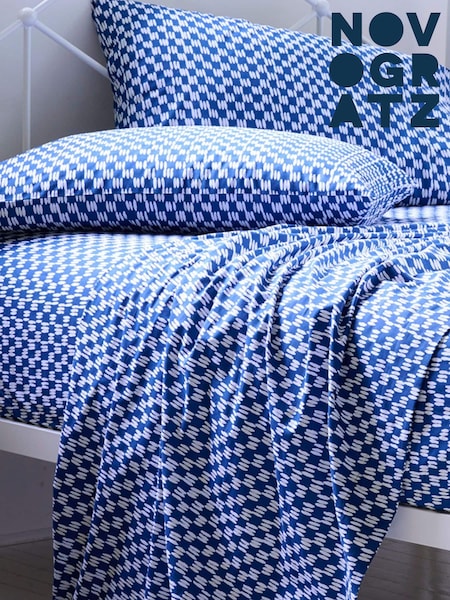 Novogratz Blue Petite Painted Check 100% Cotton Sheet (T37066) | €34 - €54