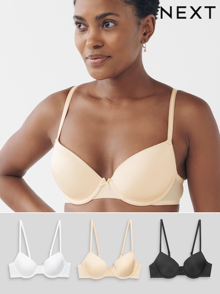 Noir/nude/blanc - Microfibre Smoothing T-Shirt Bras 3 Pack A-E (T37267) | € 5