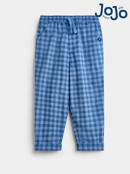 Blue Gingham - Jojo Maman Bébé Relaxed Pull-up Cord Trousers