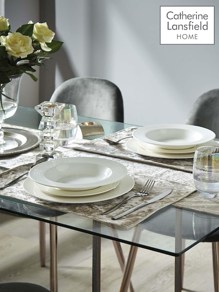 Catherine Lansfield Set of 2 Natural Crushed Velvet Placemats (T37442) | €9