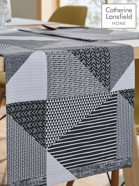 Catherine Lansfield Grey Larsson Geo 100% Cotton Table Runner (T37445) | €13