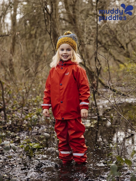 أحمر - Muddy Puddles Recycled Rainy Day Waterproof Jacket (T37617) | ‏227 د.إ.‏