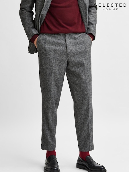 Selected Homme Grey Louis Otis Slim Tapered Suit Trousers (T37748) | €24