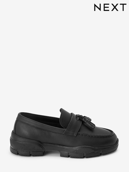 Black Leather Tassel Loafers (T39259) | €13 - €17.50