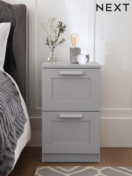 Grey Flynn 2 Drawer Bedside Table (T39284) | €135