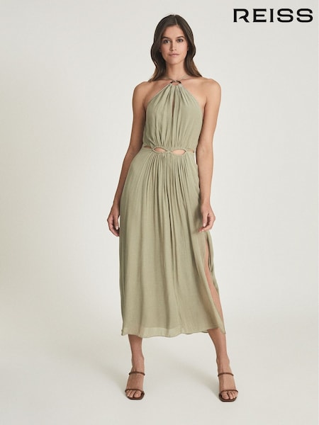 Reiss Khaki Marta Resortwear Midi Dress (T39404) | €245
