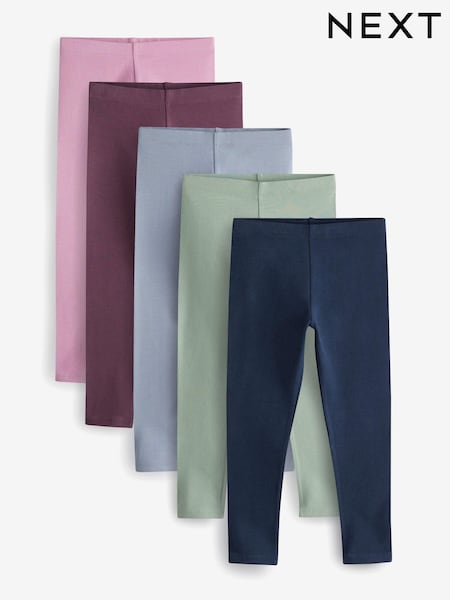 Navy Blue/ Pink/ Sage Green/ Denim Blue Leggings 5 Pack (3-16yrs) (T39832) | $32 - $47
