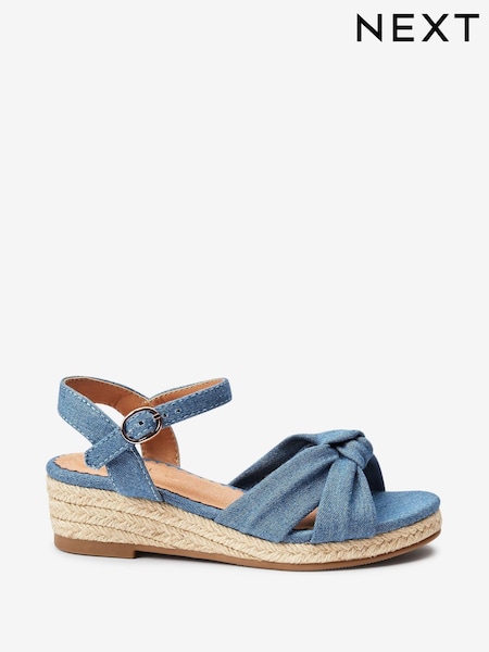 Denim Knot Detail Wide Fit (G) Wedge Sandals (T40449) | € 9 - € 13