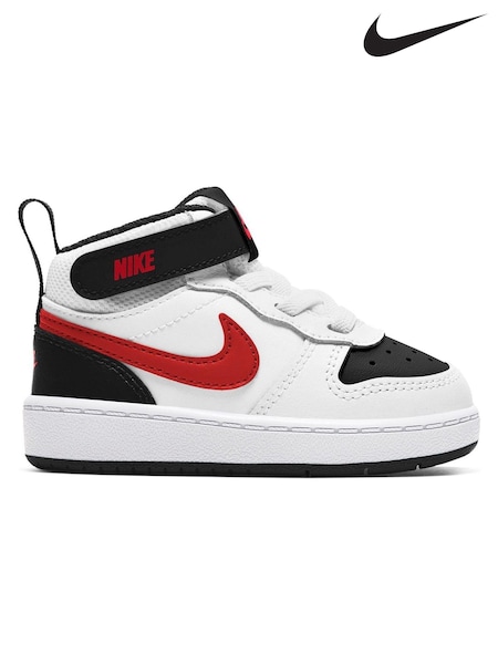Nike White/Red Toddler Court Borough Mid Trainers (T40799) | €30