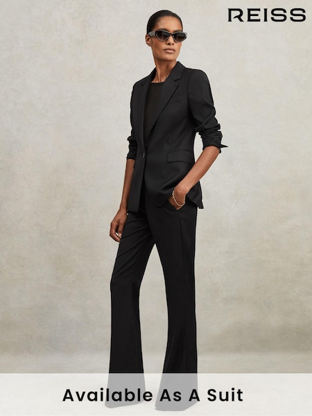 Reiss Black Haisley Petite Wool-Blend Tailored Flared Suit Trousers (T40801) | €220
