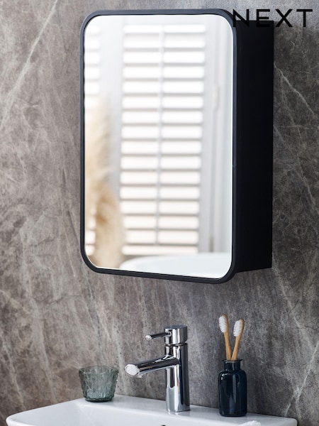 Black Mirrored Storage Single Wall Cabinet (T40820) | BGN 249