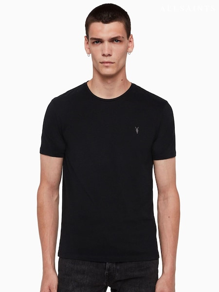 AllSaints Black Brace Short Sleeve Crew T-Shirt (T41107) | R$ 385