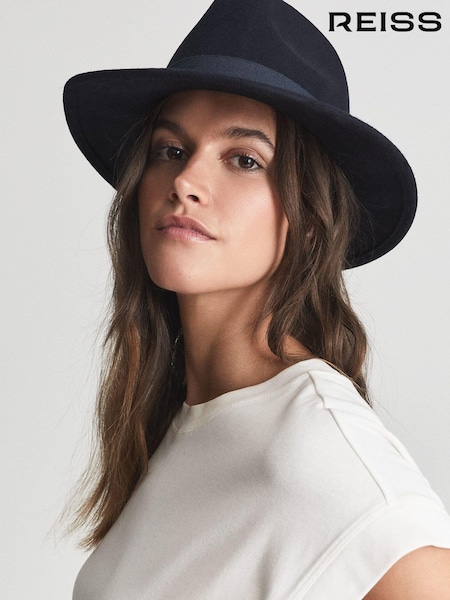Reiss Navy Wool Fedora Hat (T42001) | €95