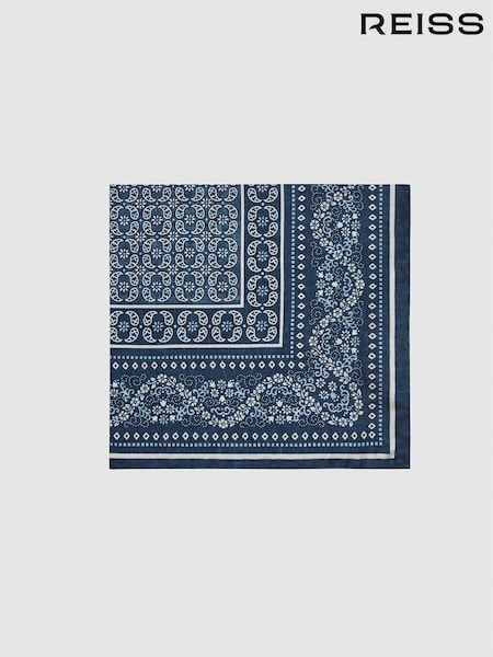 Reiss Navy Amiens Silk Paisley Pocket Square (T42037) | €45