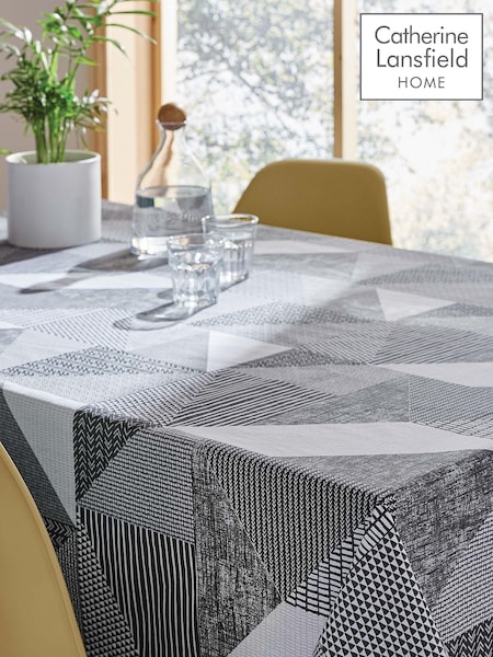 Catherine Lansfield Grey Larsson Geo 100% Cotton Table Cloth (T42255) | €24 - €29