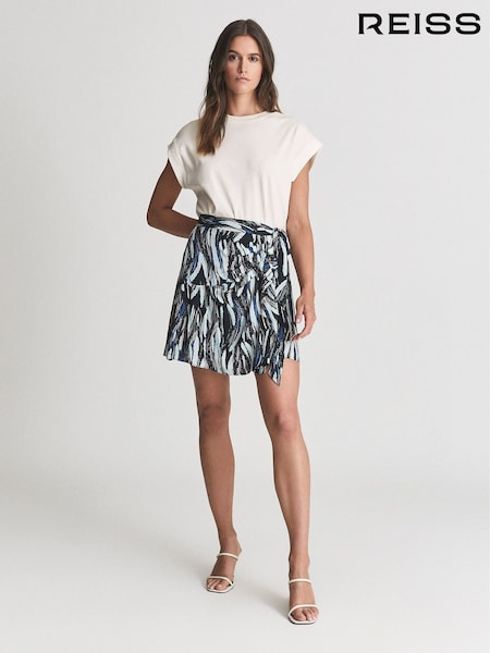 Reiss Black Print Astrid Printed Mini Skirt (T42387) | AED972