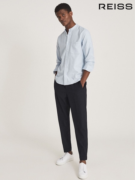 Reiss Soft Blue Tooley Organic Cotton Grandad Shirt (T42584) | €140