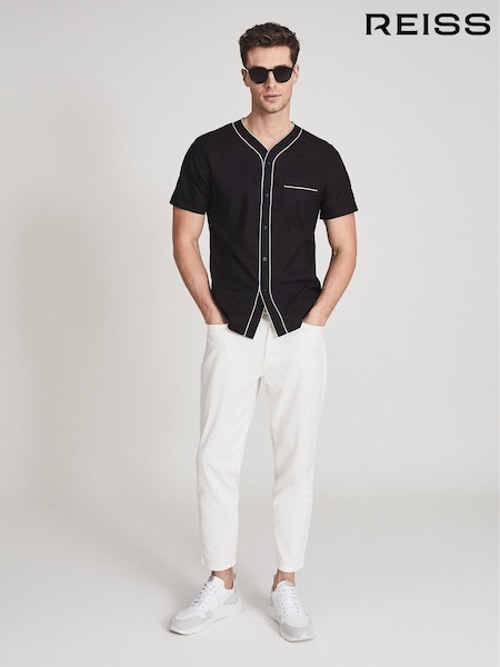 Reiss Black Dipietro Tipped Short Sleeved Shirt (T42595) | €135