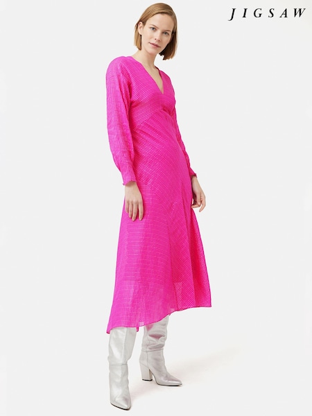 Jigsaw Pink Silk Linen Gauze Maxi Dress (T43107) | €185