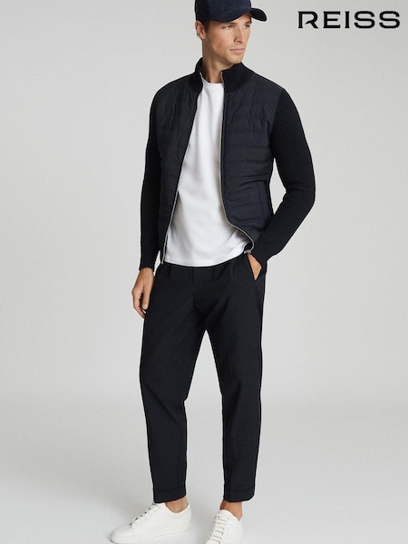 Reiss Navy Trainer Hybrid Zip Through Quilted Jumper (T43270) | € 197