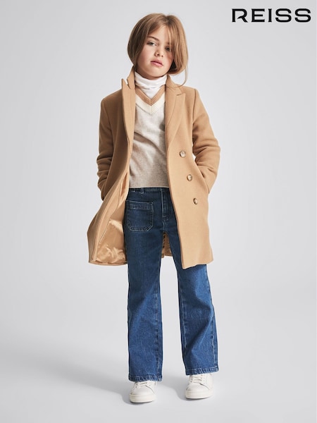 Reiss Camel Marlow Jr Tailored Wool Blend Coat (T43408) | AED706