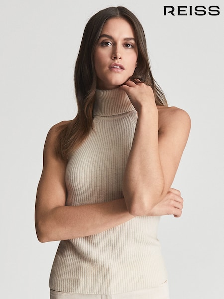 Reiss Cream Clem Sleeveless Roll Neck Top (T43432) | €185