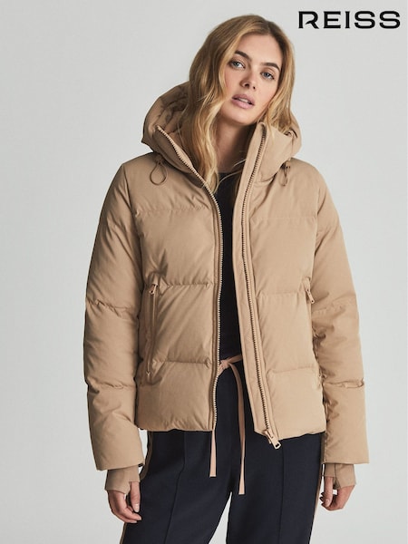 Reiss Camel Thea Short Puffer Coat (T43554) | €395
