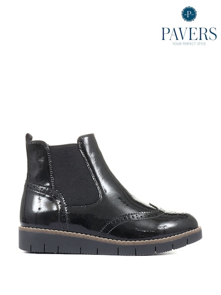 Pavers Ladies Wide Fit Brogue Chelsea Boots (T43966) | €27