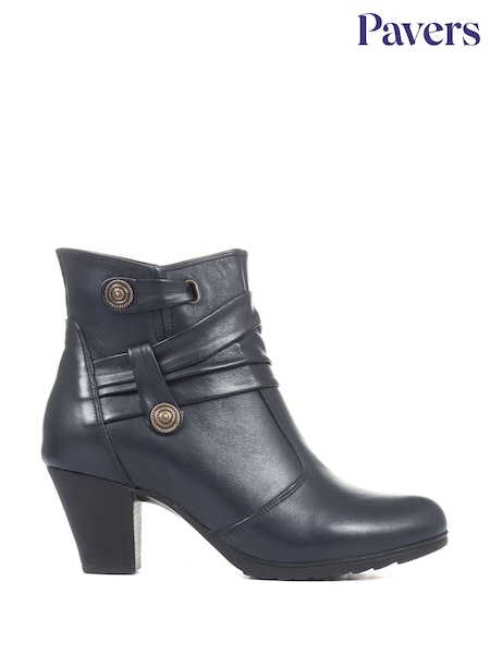 כחול  - Pavers Ladies Leather Ankle Boots (T43983) | ‏302‏₪