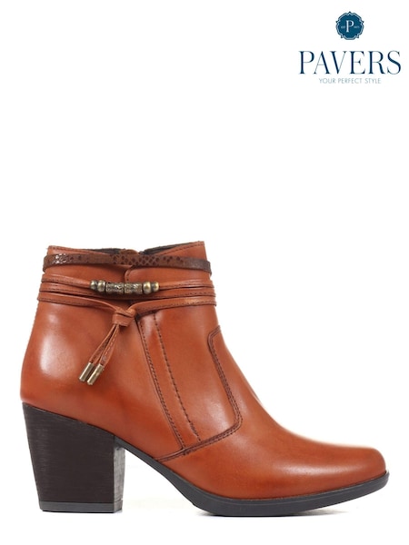 Pavers Ladies Leather Heeled Ankle Boots (T43984) | €47