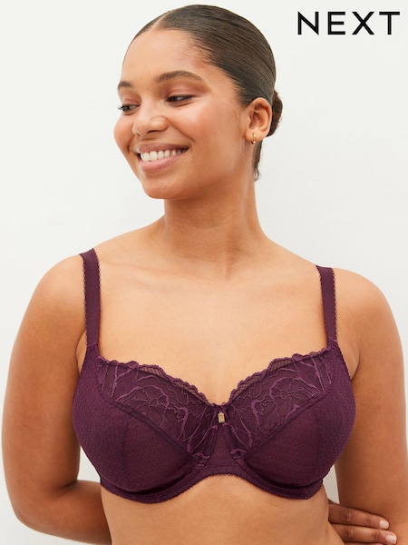 Plum Purple Ultimate Support F-K Cup Lace Bra (T44526) | €4