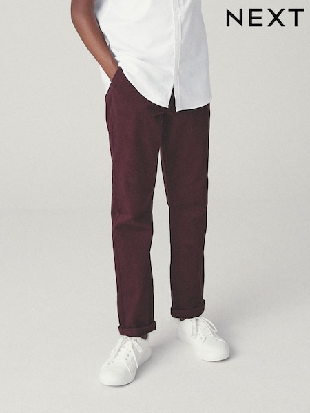 Burgundy Red Regular Fit Stretch Chino Trousers (3-16yrs) (T44830) | €6 - €9