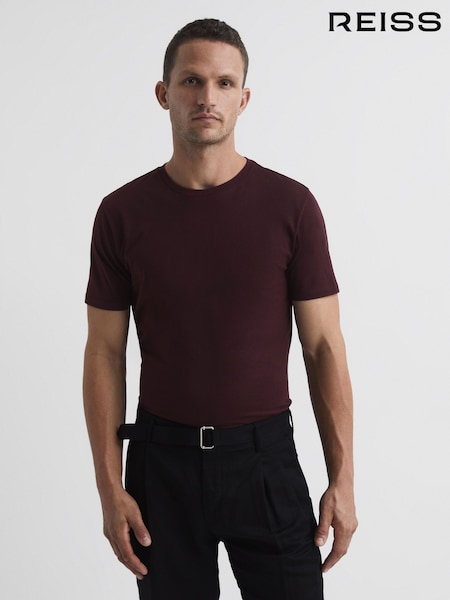 Reiss Bordeaux Bless Crew Neck T-shirt (T44892) | AED202