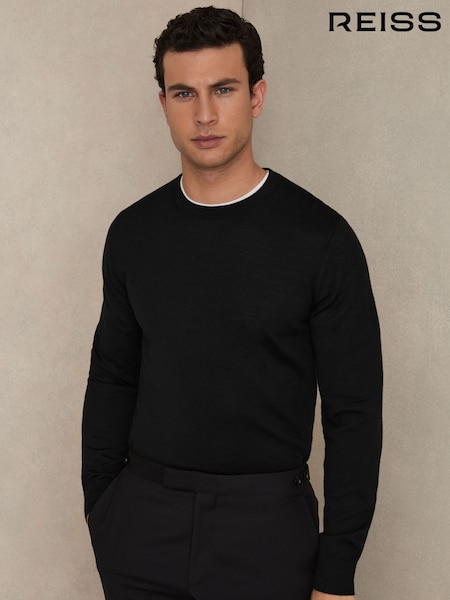 Schwarz - Reiss Wessex Merino Wool Crew-Neck Jumper (T44995) | 135 €