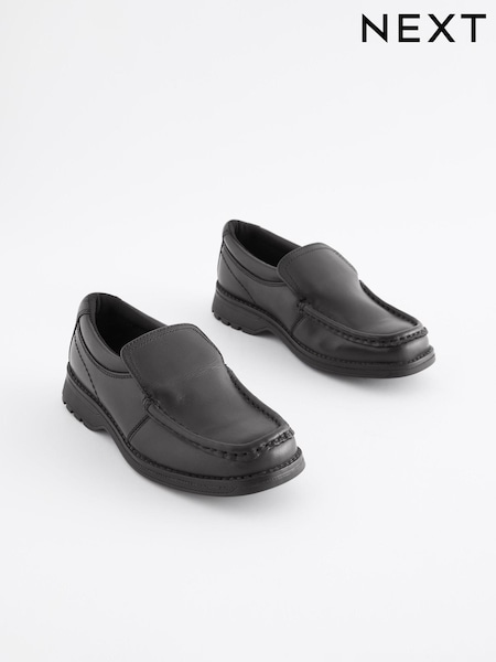 Black Wide Fit (G) School Leather Loafer Shoes (T45550) | €47 - €62