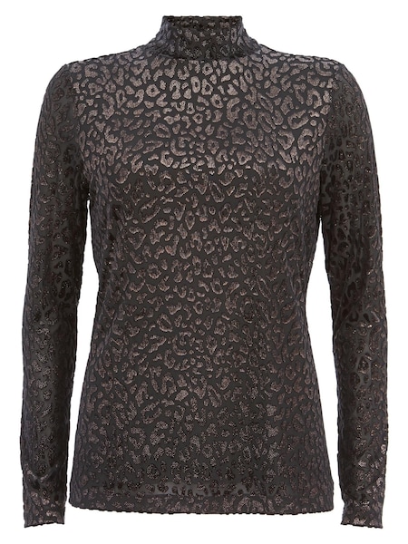 Mint Velvet Black Animal Burnout Top (T45569) | €45