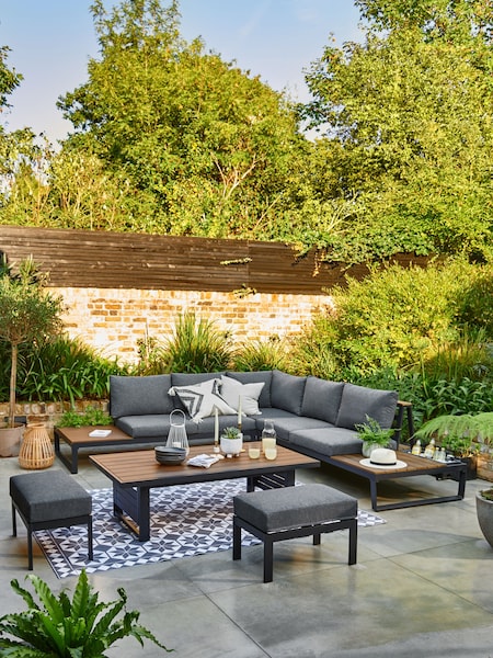 Dark Grey Bronx Garden 7 Seater Corner Sofa and Table Lounge Set (T45843) | €2,450