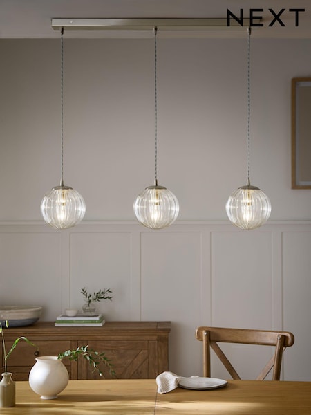 Brushed Chrome Bourton Linear 3 Light Pendant Ceiling Lights (T46456) | €145