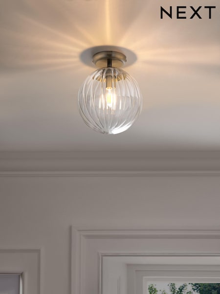 Brushed Chrome Bourton Flush Fitting Ceiling Light (T46457) | €59