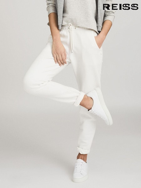 Reiss White Finley Leather Contrast Sole Trainers (T46490) | €125